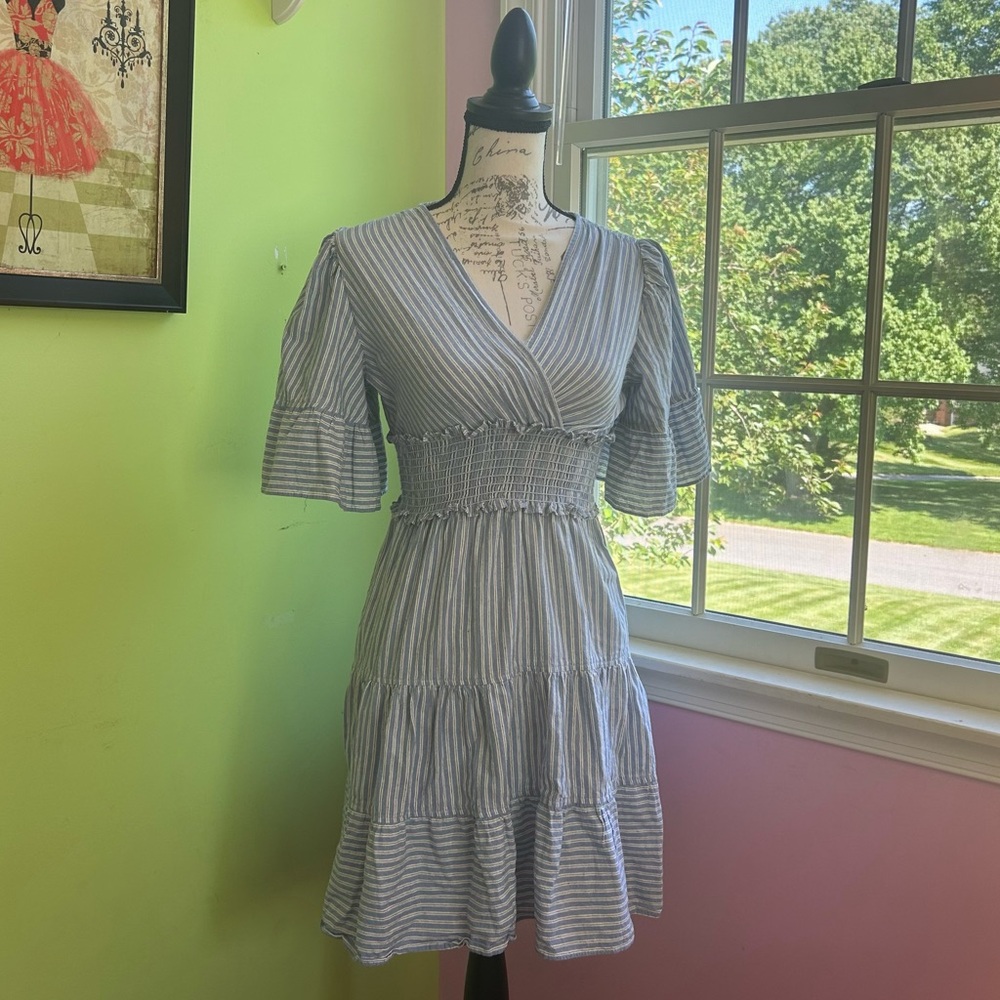 MAX STUDIO | Blue and White Summer Dress